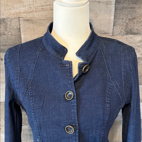 White House Black Market Denim Jacket with mandarin collar Size 4 - Picture 7 of 16